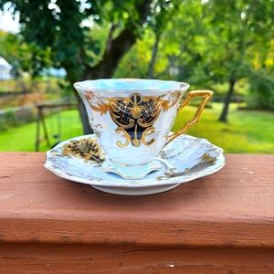 Royal Sealy Bone China Teacup & Saucer Lusterware Made in Japan Vintage